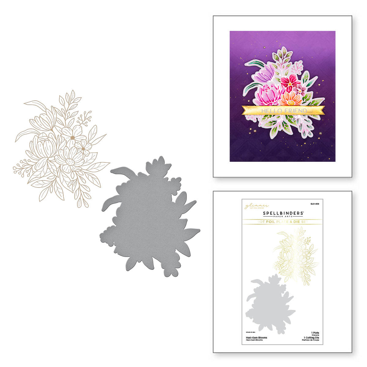Hexi-Gem Blooms Glimmer Hot Foil Plate & Die Set from the Hexi-Gems ...