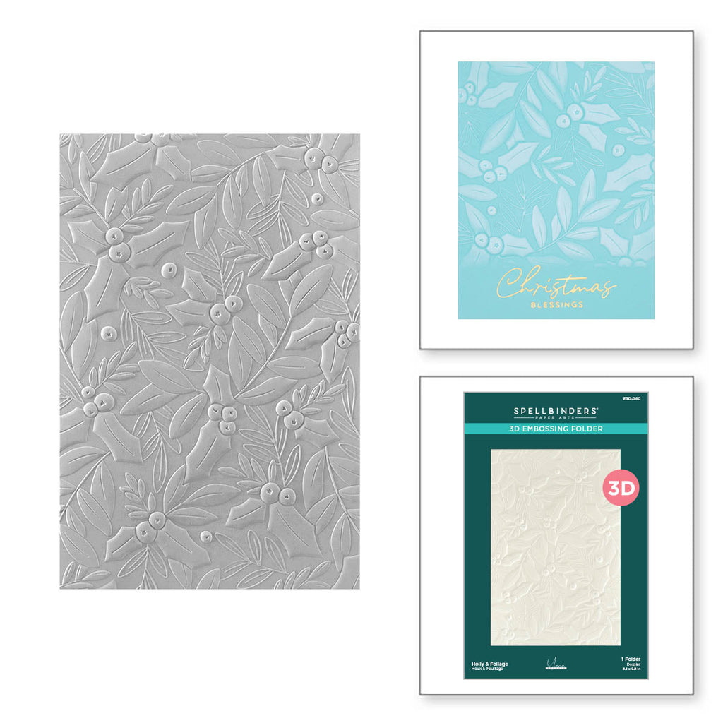 Holly & Foliage 3D Embossing Folder from the De-Light-Ful Christmas Co –  Spellbinders UK