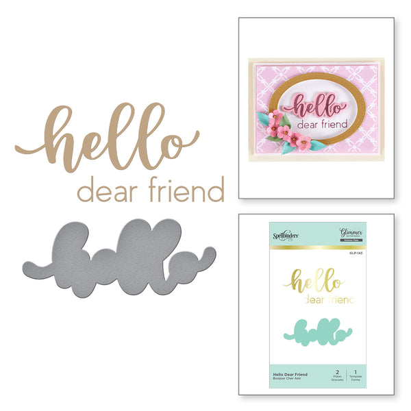 Hello Dear Friend Glimmer Hot Foil Plate & Die Set (GLP-143) Combo Image