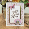 Anytime Glimmer Sentiments - Glimmer Hot Foil Kit of the Month (GOM-FEB22) thanks you brighten my day card by Karen Yagel. 