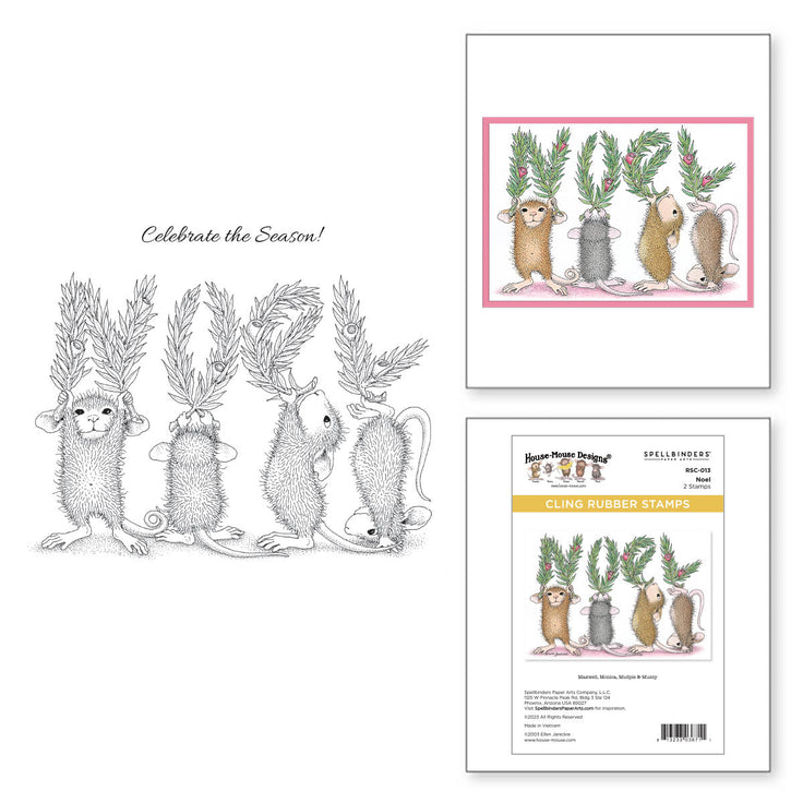 NOEL HOUSE MOUSE CLING RUBBER STAMP SET