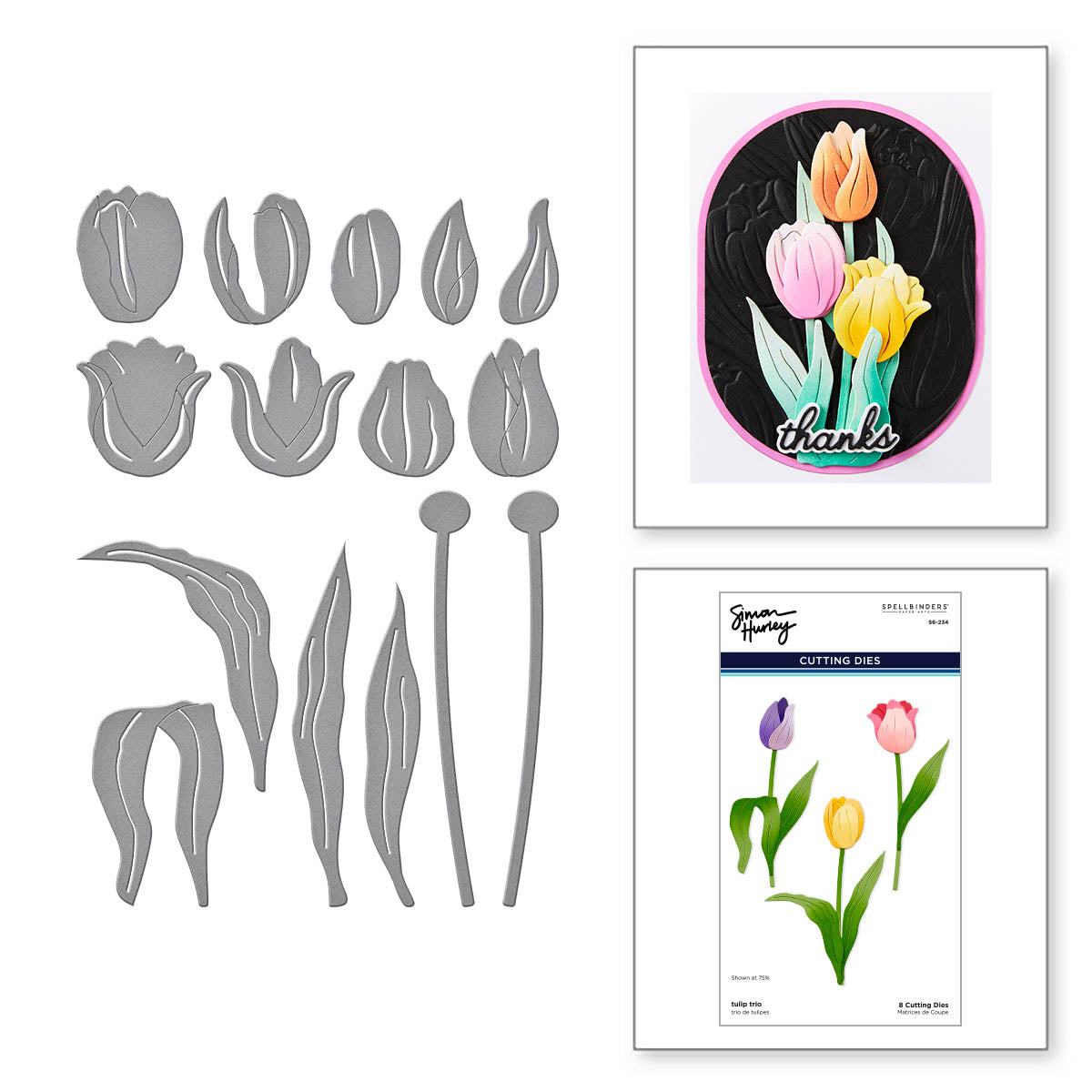 Tulip Trio Etched Dies from the Tulip Garden Collection by Simon Hurley ...